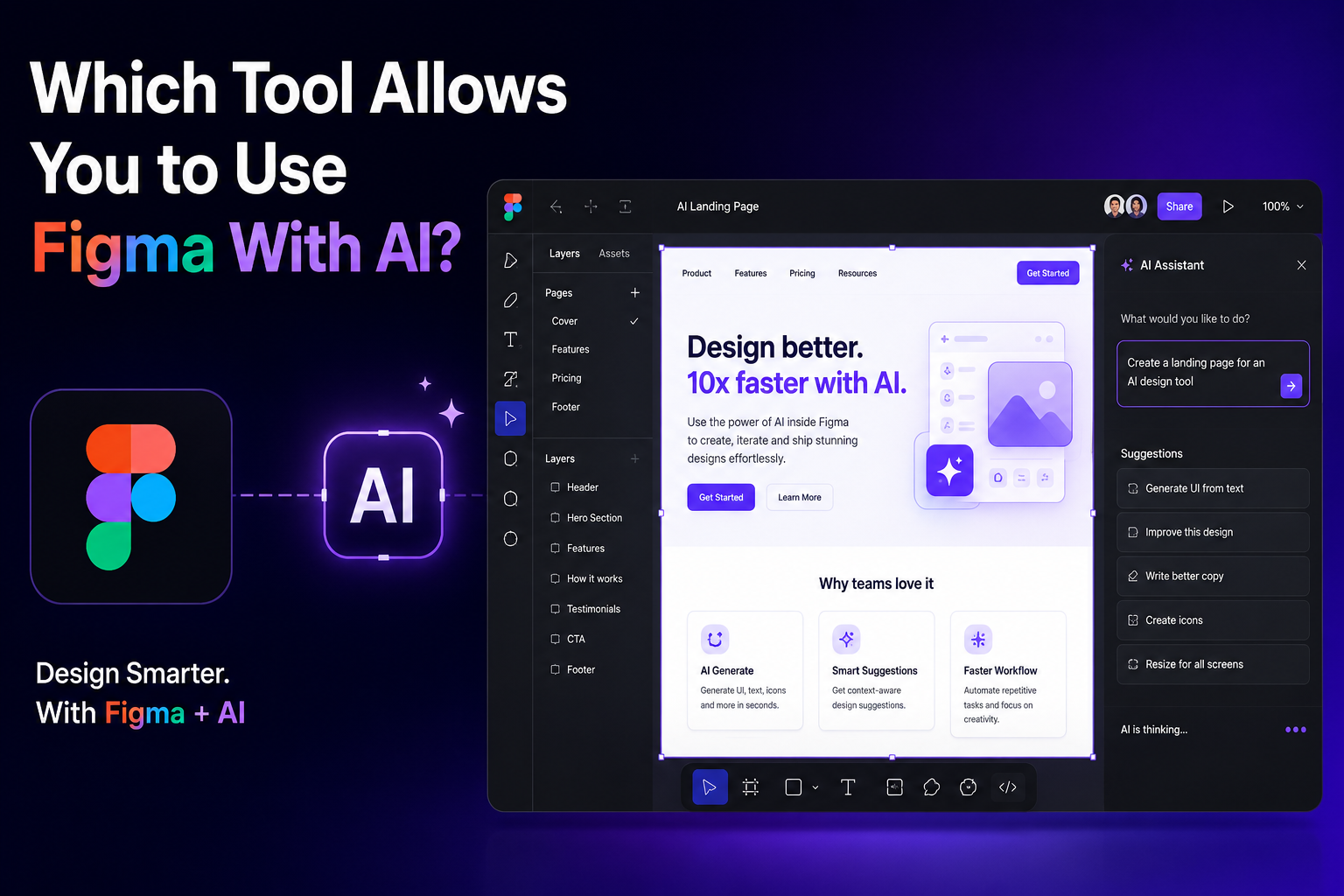 Learn which tool allows you to use Figma with AI, how Figma AI works, and how designers can use AI tools to create faster designs.