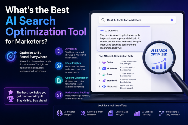 Find the best AI search optimization tool for marketers to improve SEO, keyword research, content optimization, rankings, and traffic growth